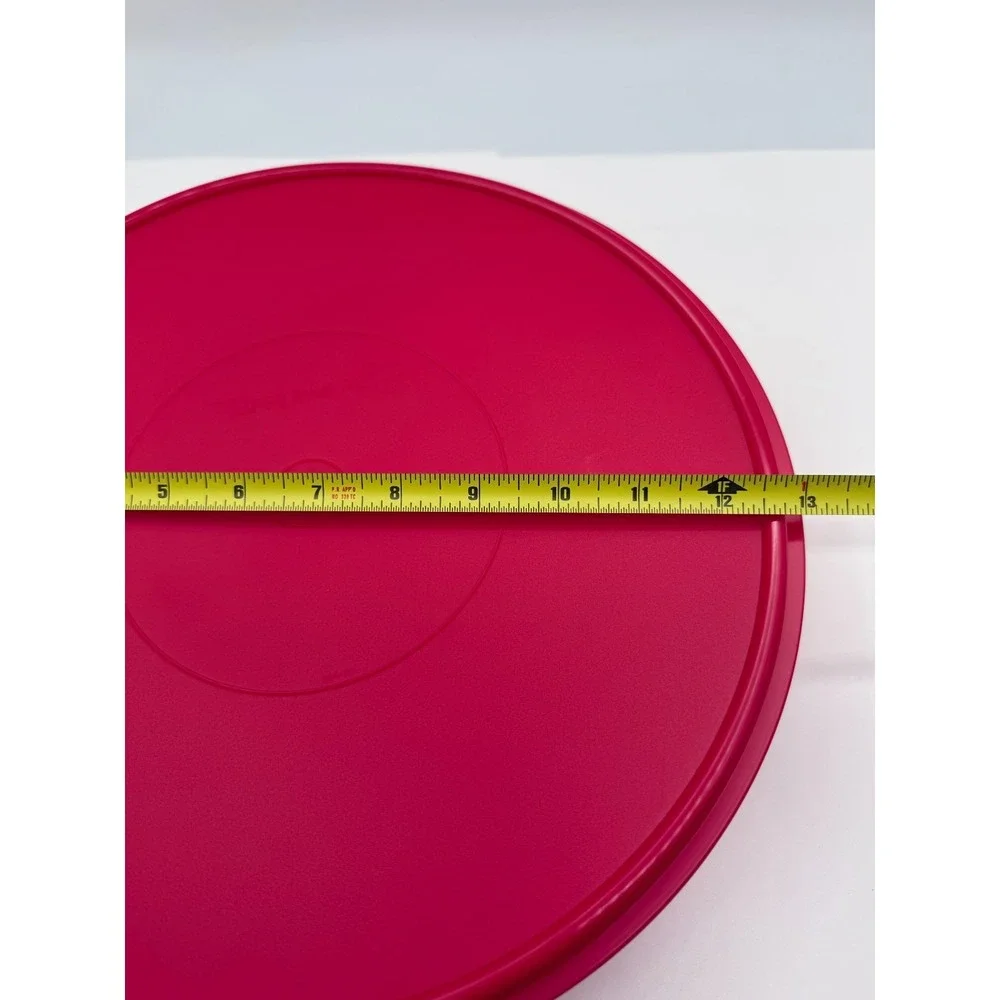 Tupperware Snack-Store 12 Inch Round Pie and Pastry Container Cherry Red Lid New